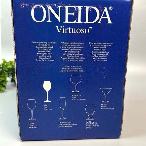 Oneida Virtuoso Set of 4 European Crystal 10oz  Wine Glasses New In Box Germany - Picture 8 of 10